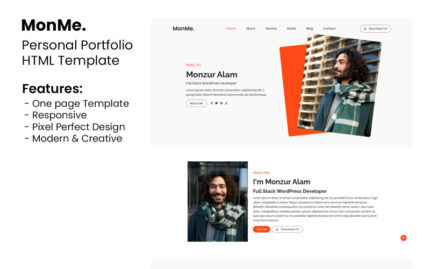 MonMe - Personal Portfolio HTML Template Landing Page Template