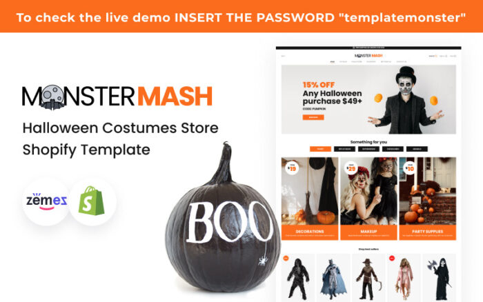 Monster Mash - Halloween Costumes Store Shopify Template Shopify Theme