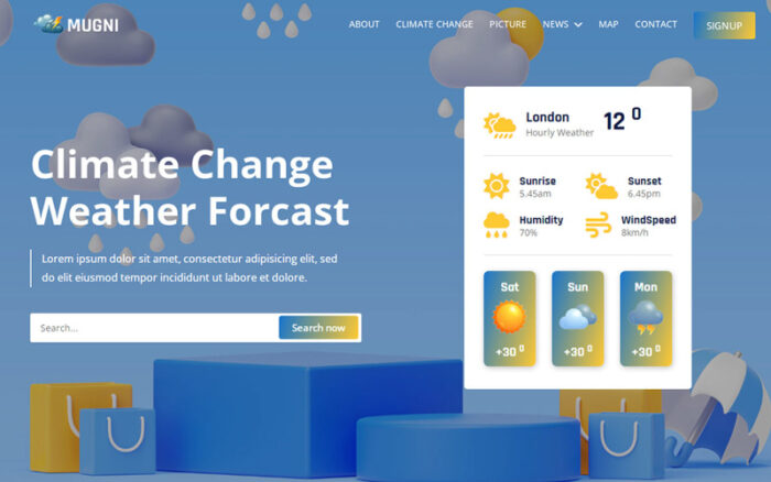 Mugni - Weather Forcast HTML5 Website Template