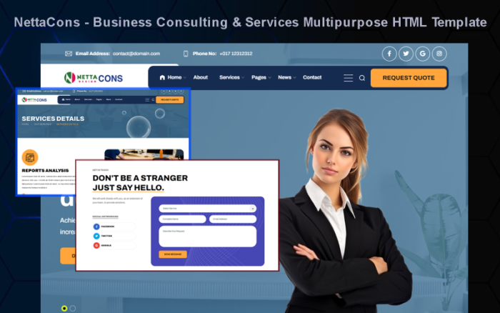 NettaCons - Business Consulting & Services Multipurpose HTML Template Website Template