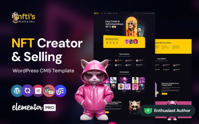 Nftis - NFT Creator Multipurpose WordPress Elementor Theme WordPress Theme