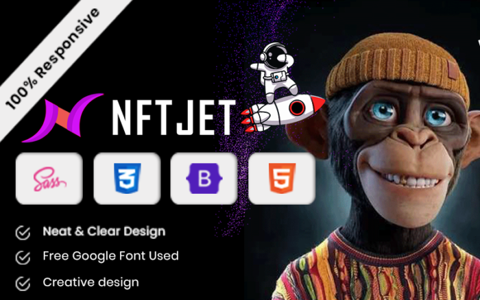 NFTJET | NFT Crypto Currency Bitcoin HTML Marketplace Website Template