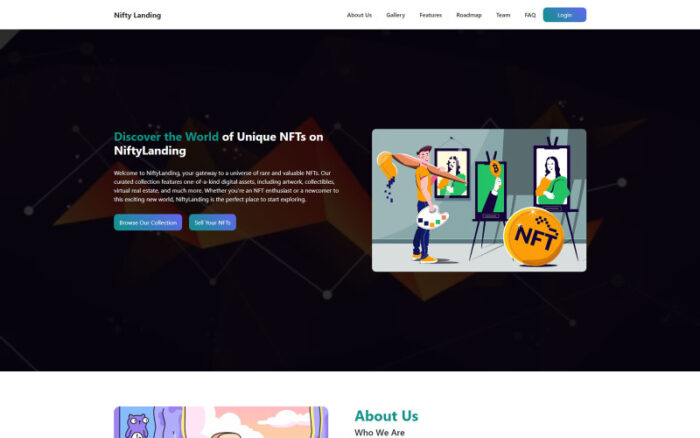 Nifty Landing - NFT Landing page template Landing Page Template