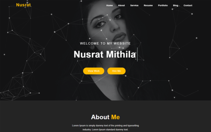 Nusrat Personal Portfolio HTML5 Landing Page Template