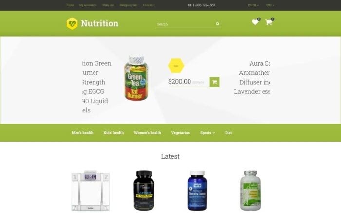 Nutrition/Supplements OpenCart Template