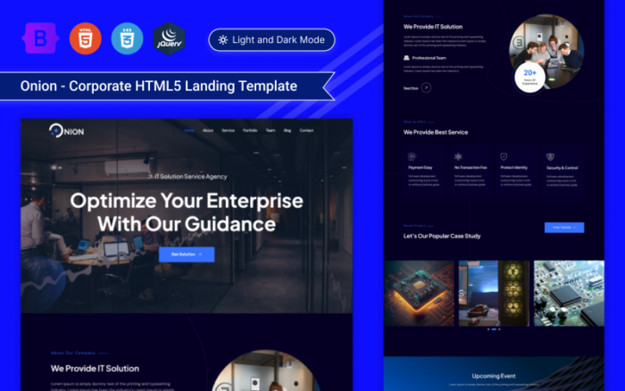 Onion - Corporate Agency HTML Landing Template Landing Page Template