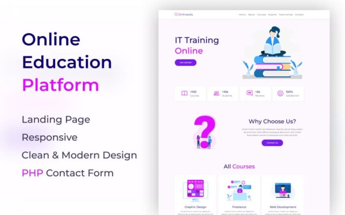 Onlineedu - Online Education Platform Landing Page Landing Page Template