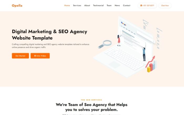 Opella - SEO Agency Website Landing Page HTML5 Template | Boost Your Digital Presence Landing Page Template