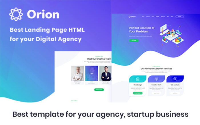 Orion - Digital Agency HTML Template Landing Page Template