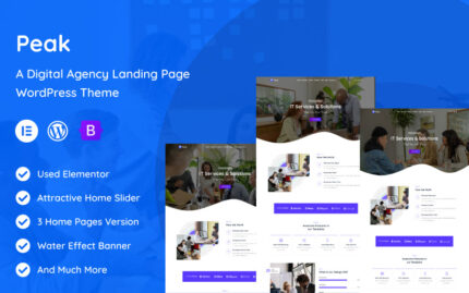 Peak - Digital Agency one page WordPress Theme