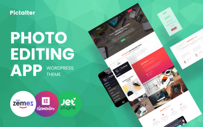 Pictalter - Photo Editing App Landing Page Template WordPress Theme