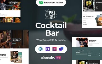 Pina Colaa - Cocktail Bar WordPress Elementor theme WordPress Theme