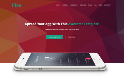 Pixa App Landing Page HTML5 Template Landing Page Template