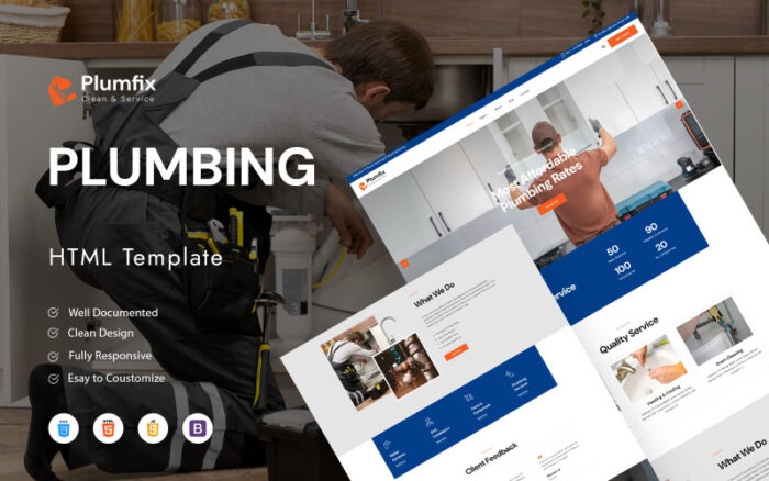 Plumfix- Plumbing Services HTML Template Website Template