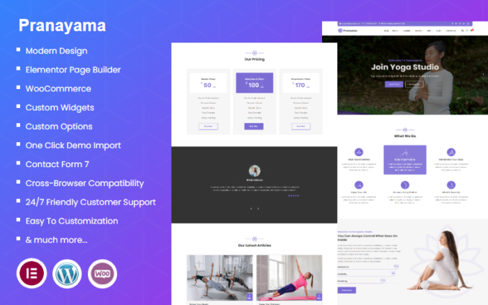 Pranayama - Yoga & Meditation WordPress Elementor Theme WordPress Theme