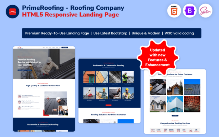 PrimeRoofing - Roofing Company HTML5 Responsive Landing Page Landing Page Template