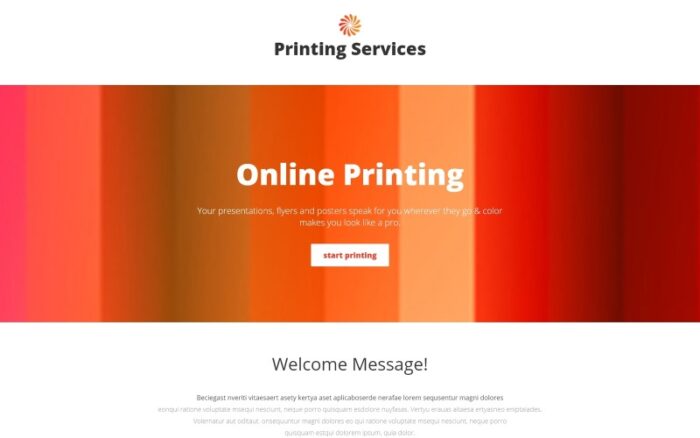 Print Shop Responsive Landing Page Template