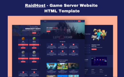 RaidHost - Game Hosting Server Website Template Landing Page Template