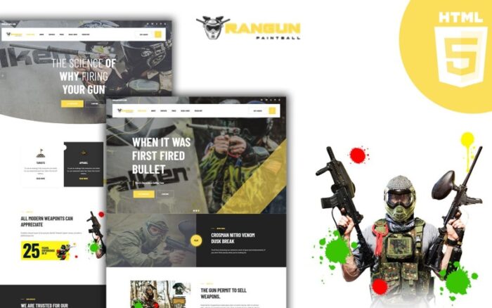 Rangun Air Soft Paintball Extreme Sports Club HTML5 Website Template