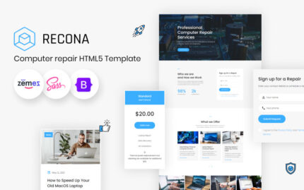 Recona - Computer & Mobile Repair Services HTML5 Template Website Template