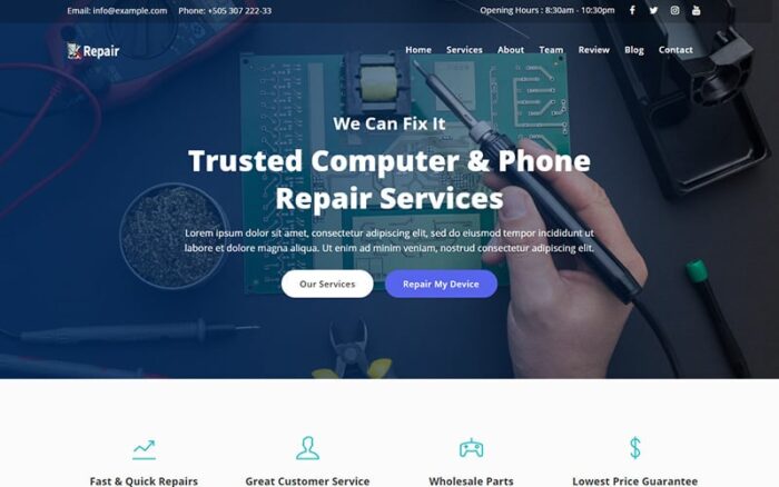 Repair - Computer & Phone Repair Landing Page Template