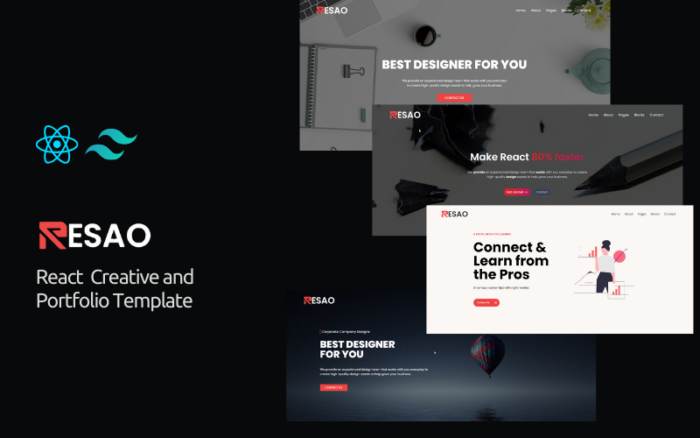 Resao - React Creative and React Portfolio Template Website Template