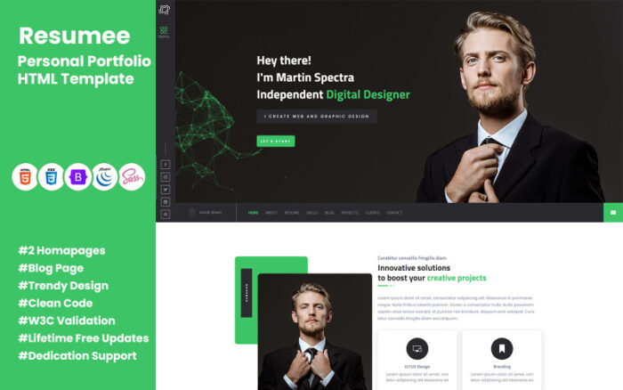 Resumee - Multipurpose Personal Portfolio Landing Page HTML Template Landing Page Template