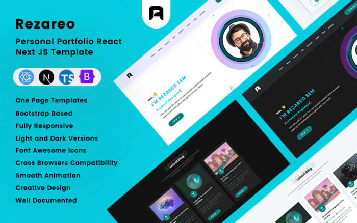 Rezareo - Personal Portfolio React Next JS Template Landing Page Template