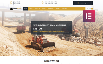 Roadastan - Road Construction WordPress Elementor Theme WordPress Theme