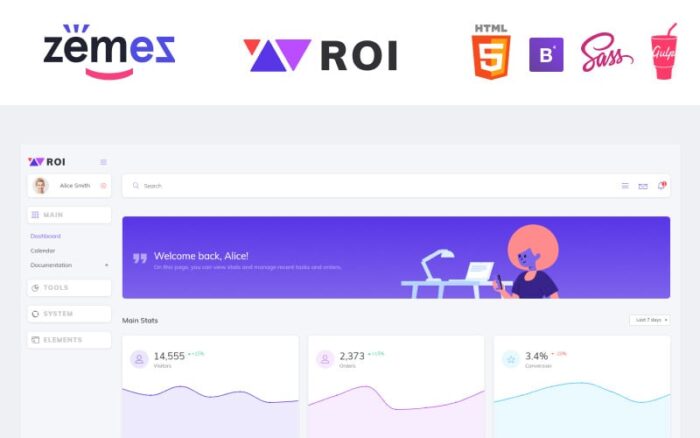 ROI - Multipurpose Creative Dashboard Admin Template