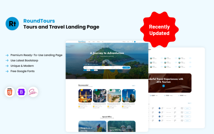 RoundTours - Free Tours and Travel Landing Page Landing Page Template