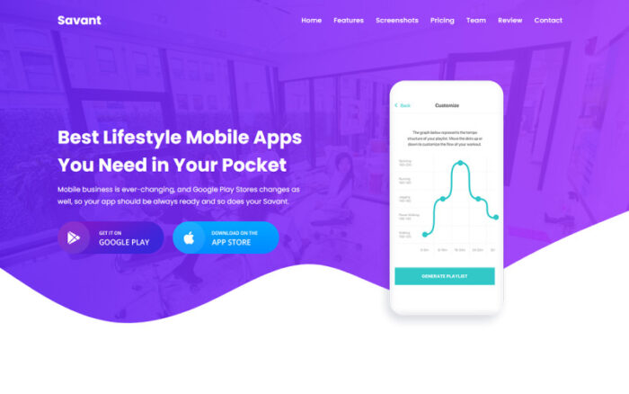 Savant - App HTML Landing Page Template