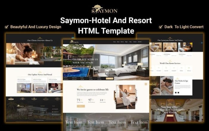 Saymon - Hotel And Resort HTML5 Template Website Template