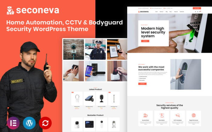 Seconeva - Home Automation, CCTV & Bodyguard Security WordPress Theme