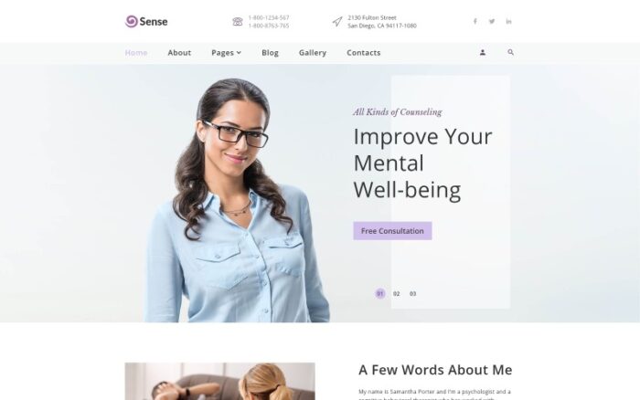 Sense - Psychologist Multipage Clean Joomla Template