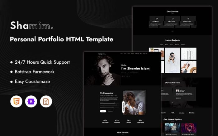 Shamim – Personal Portfolio Website Template Landing Page Template