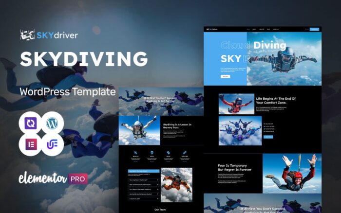 Skydriver - Skydiving And Parachuting Experience WordPress Elementor Theme WordPress Theme