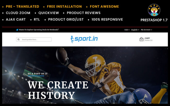 SportIn Sports Accessories Store PrestaShop Theme