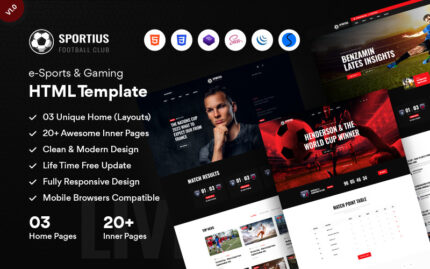 Sportius - Football Club & Sports News HTML Template Website Template