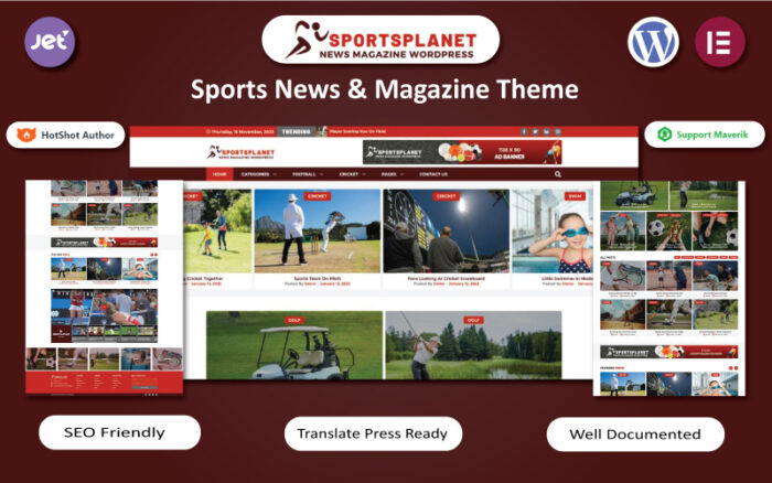 Sports Planet - News & Magazine WordPress Elementor Template WordPress Theme