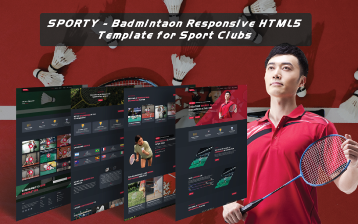 Sporty - Badminton responsive html5 template for sport clubs Website Template