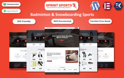 Sprint Sports - Badminton & Snowboarding Sports WooCommerce Elementor Template WooCommerce Theme