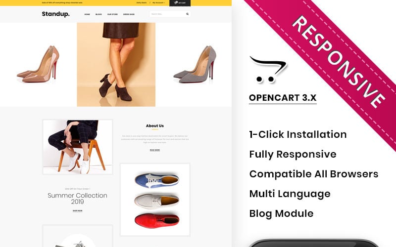 Standup Sole: Premium OpenCart Template for Shoe Stores