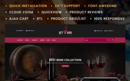 Star The Wine Store OpenCart Template