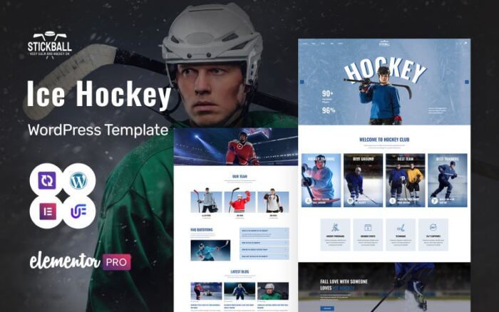 Stickball - Ice Hockey Clubs Multipurpose WordPress Elementor Theme WordPress Theme