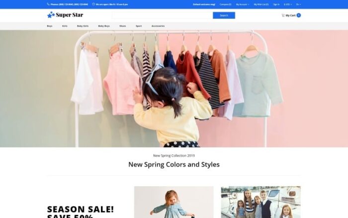 Super Star - Kids Fashion Store Clean OpenCart Template