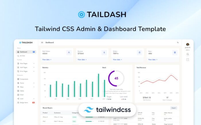 TailDash - Tailwind CSS Admin & Dashboard HTML Template Admin Template