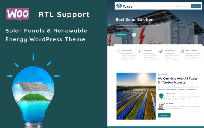 Taxde - Solar Panels & Renewable Energy WordPress Theme