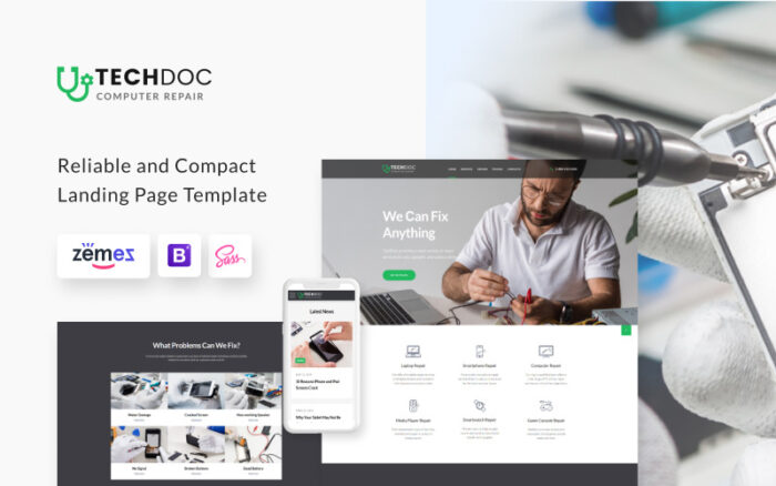 TechDoc - Computer Repair Landing Page Template