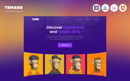 Temago - html5 nft landing page bootstrap template Website Template